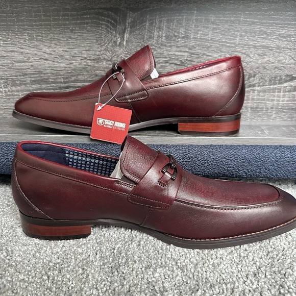 Stacy Adams Kaylor Men's Slip-On Burgundy Leather Dress Shoes 25572-601 Size 14 - Picture 1 of 16